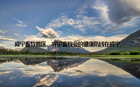 咸宁畜牧兽医, 守护畜牧业的健康防线在咸宁, 畜牧兽医部门就像一道坚实的防线, 守护着畜牧业的健康发展