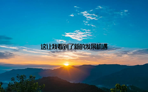 这让我看到了新的发展机遇