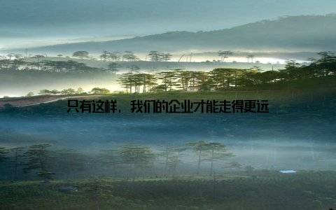 只有这样, 我们的企业才能走得更远