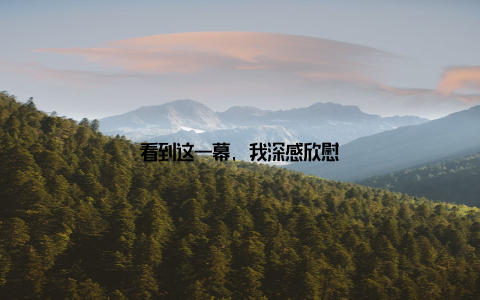 看到这一幕, 我深感欣慰