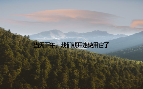当天下午, 我们就开始使用它了